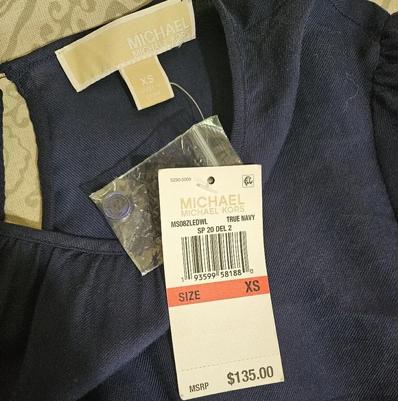 Michael Kors Navy Blue Tiered Eyelet Short Sleeve Dress XS - Picture 4 of 7